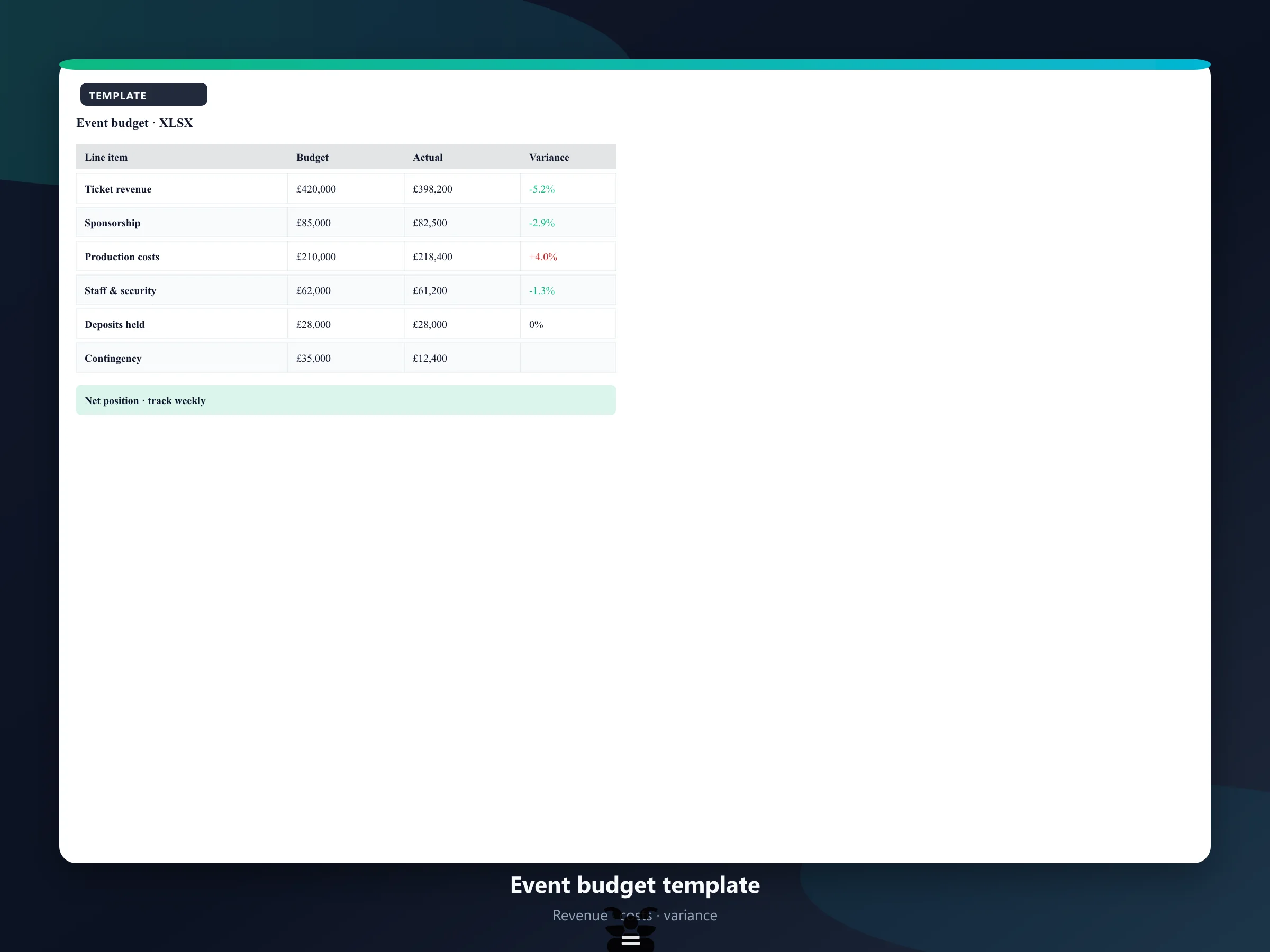 Event Budget Template preview