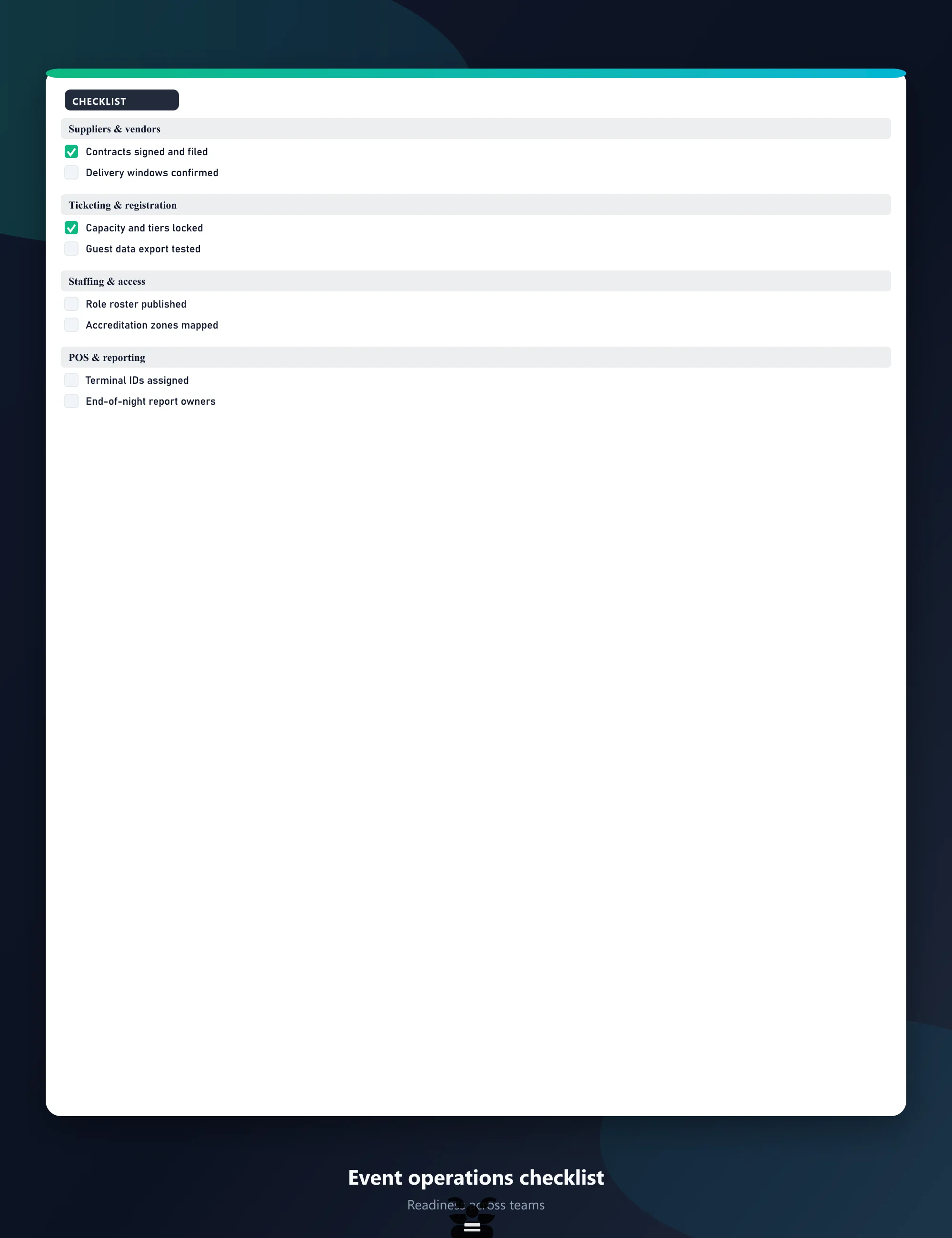 Event operations checklist preview