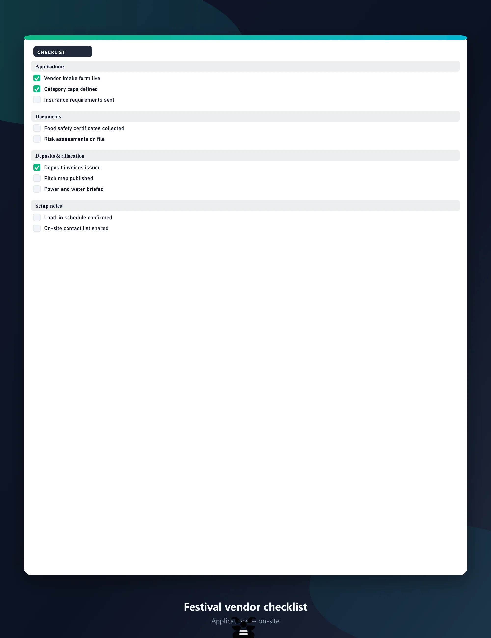 Festival Vendor Management Checklist preview