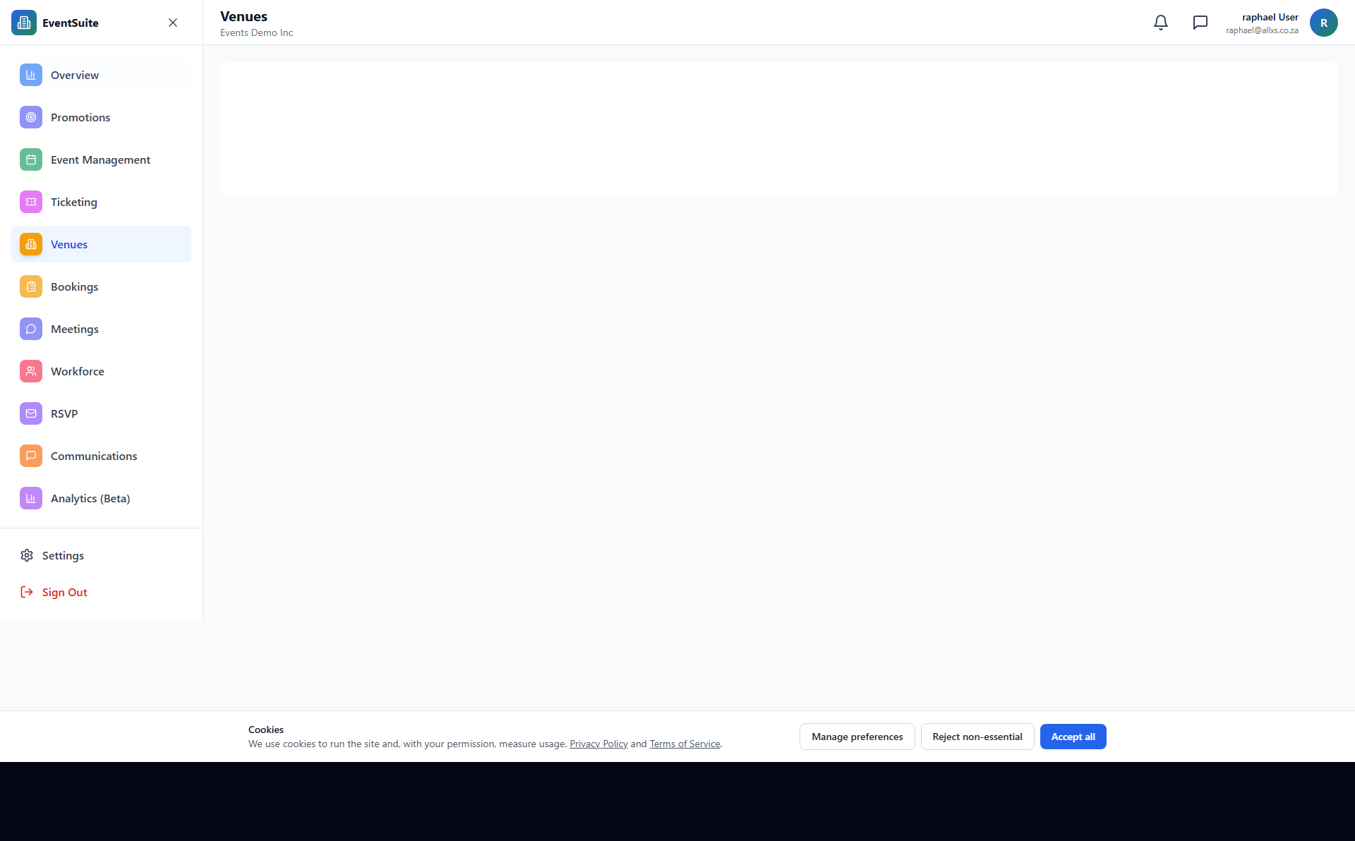 Venues Today — guided journey