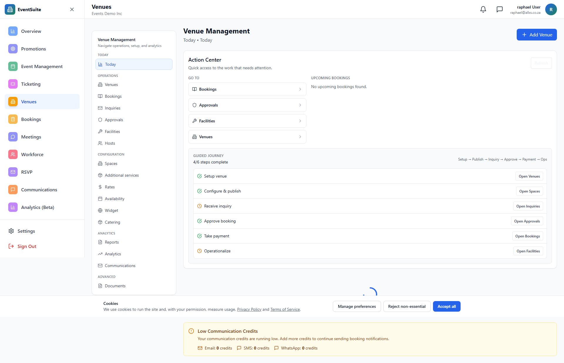 Bookings guide screenshot